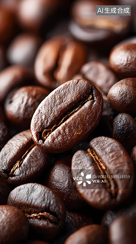 【AI数字艺术】烘烤的咖啡豆特写图片素材