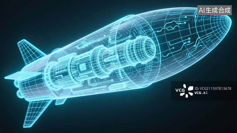 【AI数字艺术】高科技火箭飞行器插画图片素材