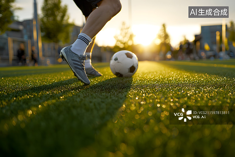 【AI数字艺术】一个运动员正在踢足球图片素材