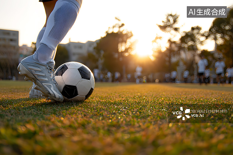 【AI数字艺术】一个运动员正在踢足球图片素材