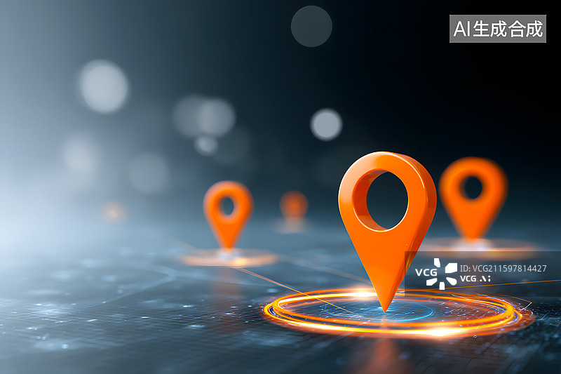 【AI数字艺术】黑色背景上几个定位标记图片素材