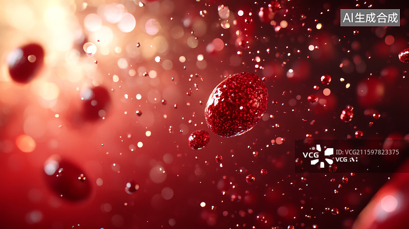 【AI数字艺术】红色浆果悬浮于闪耀背景中图片素材