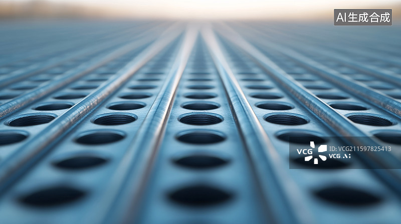 【AI数字艺术】金属格栅的特写视角图片素材