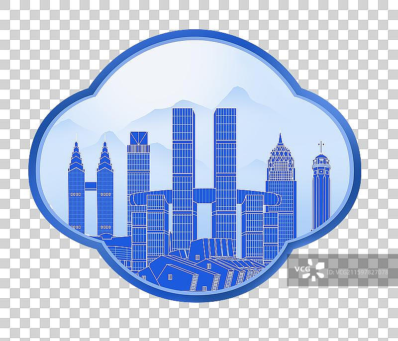 重庆蓝色青花瓷古典山水画淡雅山峰窗户图片素材