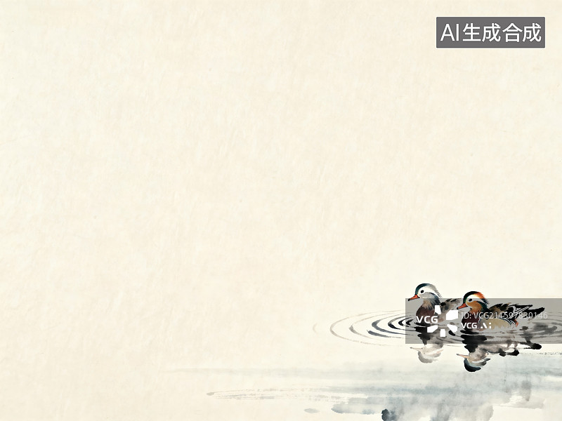 【AI数字艺术】水墨竹下鸳鸯图图片素材