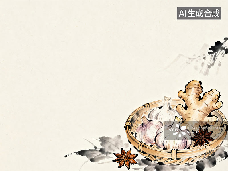【AI数字艺术】传统食材配料展示图片素材