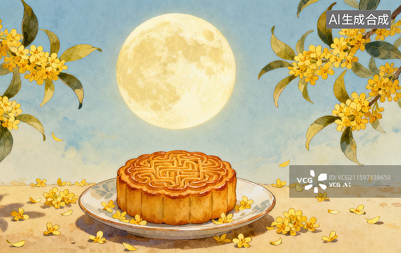 【AI数字艺术】中秋节月饼图片素材