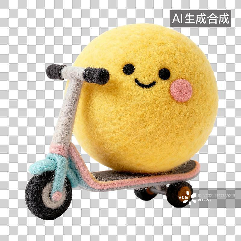 【AI数字艺术】可爱毛毡风格自行车电瓶车小汽车滑板车图片素材