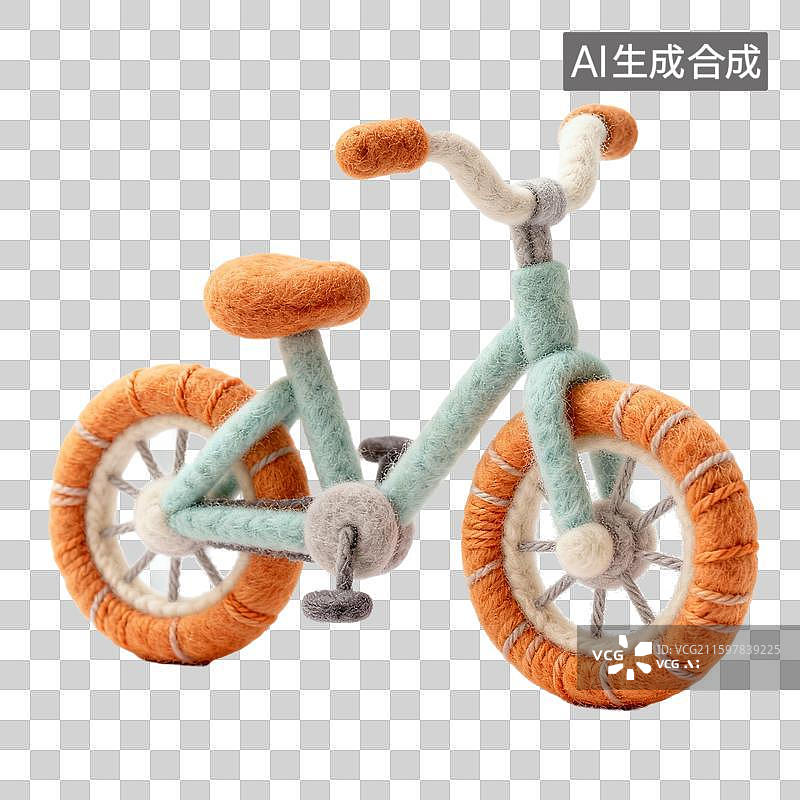 【AI数字艺术】可爱毛毡风格自行车电瓶车小汽车滑板车图片素材