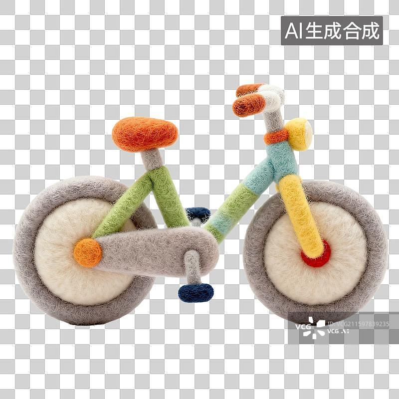 【AI数字艺术】可爱毛毡风格自行车电瓶车小汽车滑板车图片素材