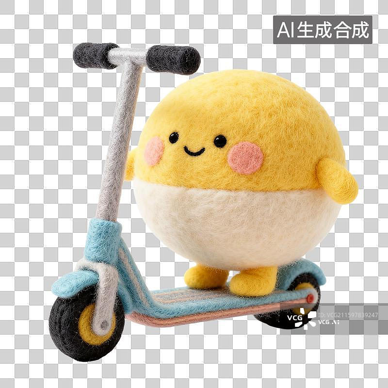 【AI数字艺术】可爱毛毡风格自行车电瓶车小汽车滑板车图片素材