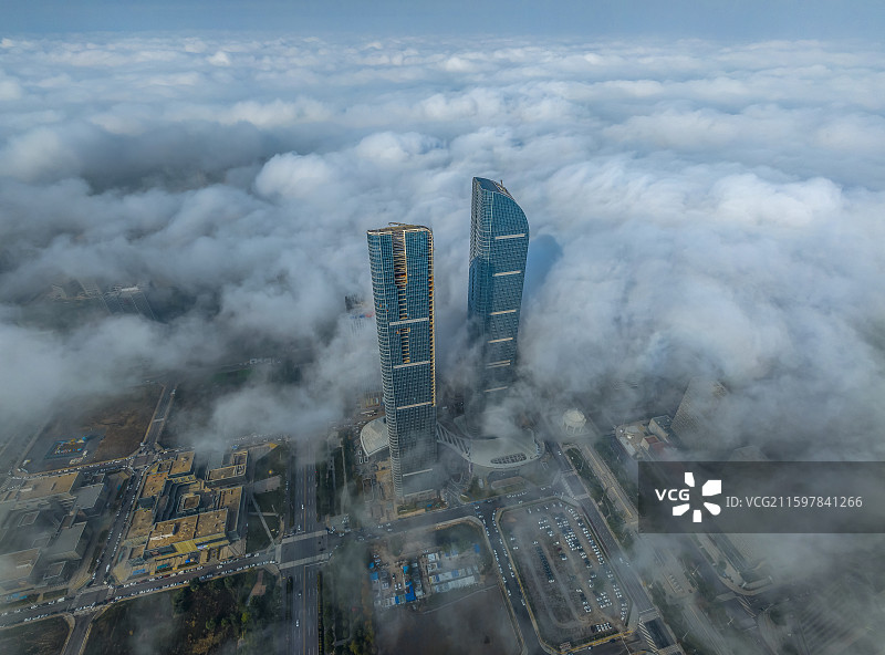 航拍银川阅海湾云海图片素材