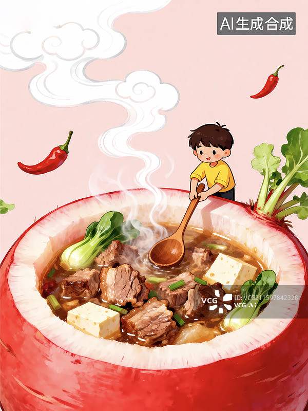 【AI数字艺术】立冬养生食物萝卜炖排骨营养美味图片素材