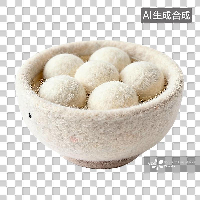 【AI数字艺术】毛毡可爱风格包子汤圆面包图片素材