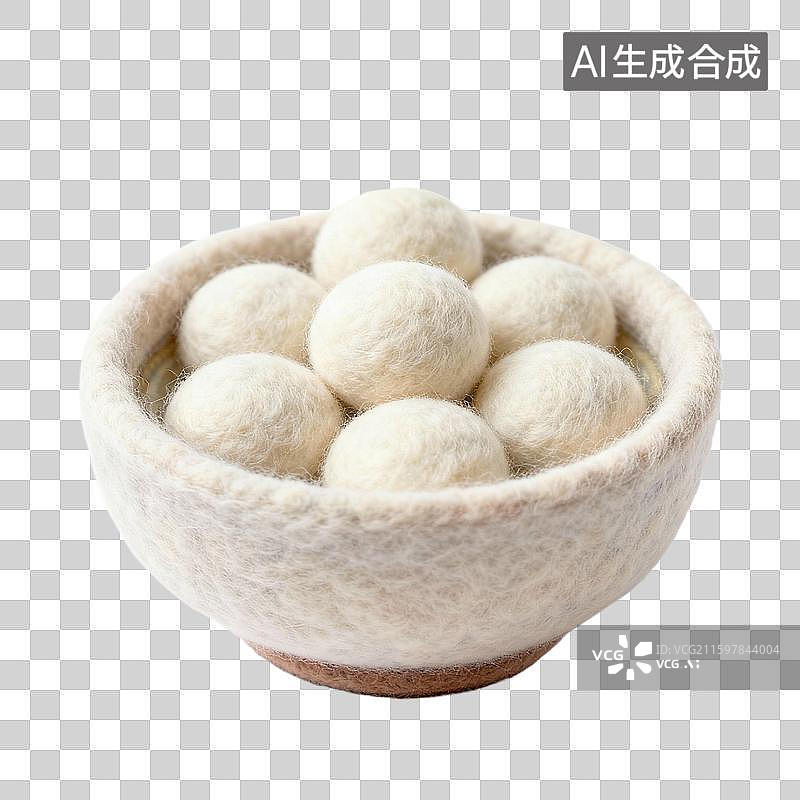 【AI数字艺术】毛毡可爱风格包子汤圆面包图片素材