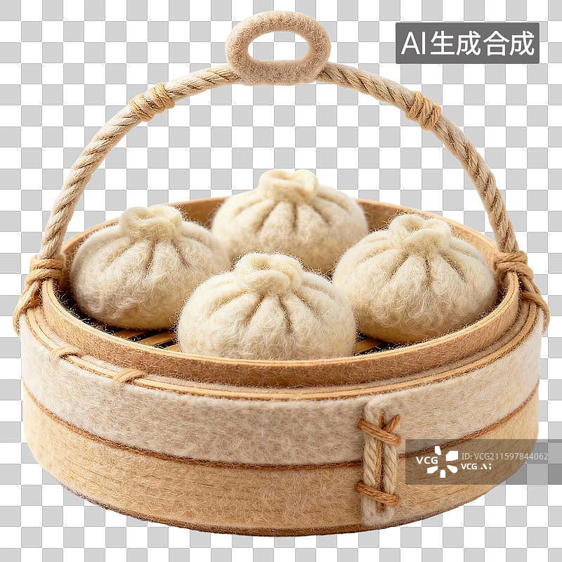 【AI数字艺术】毛毡可爱风格包子汤圆面包图片素材