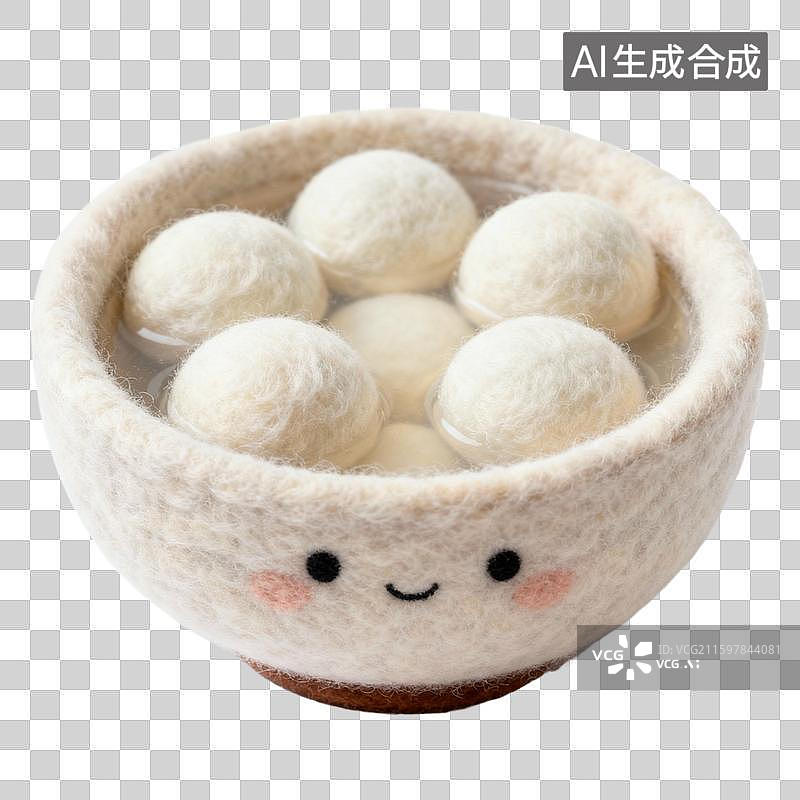 【AI数字艺术】毛毡可爱风格包子汤圆面包图片素材