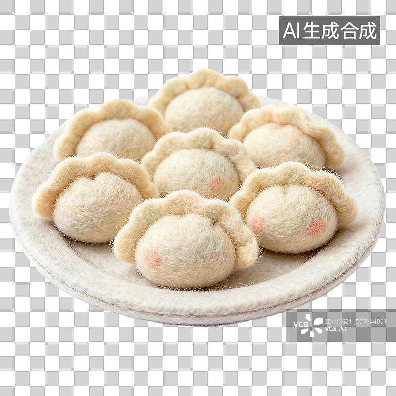 【AI数字艺术】毛毡可爱风格包子汤圆面包图片素材