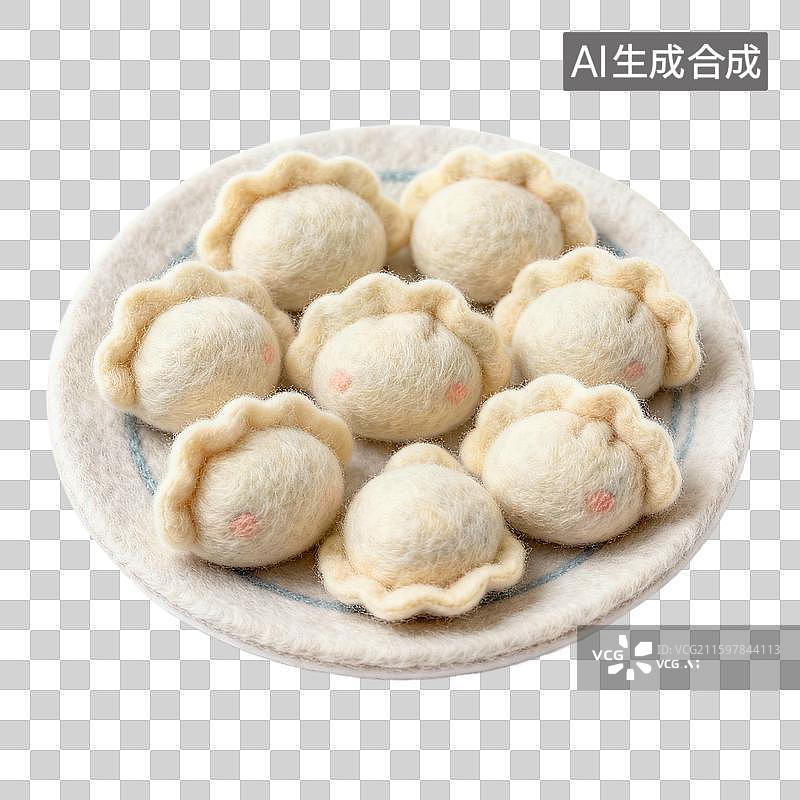 【AI数字艺术】毛毡可爱风格包子汤圆面包图片素材