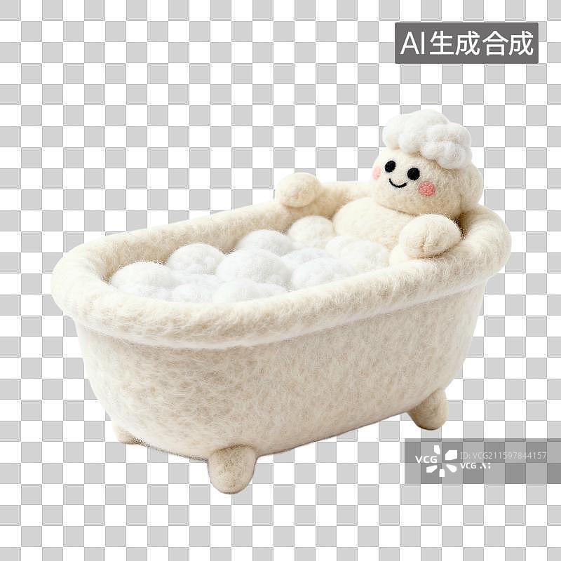 【AI数字艺术】浴毛毡毛线风格缸图片素材