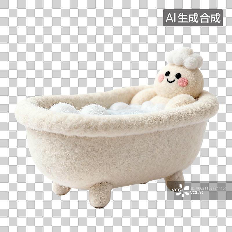 【AI数字艺术】浴毛毡毛线风格缸图片素材