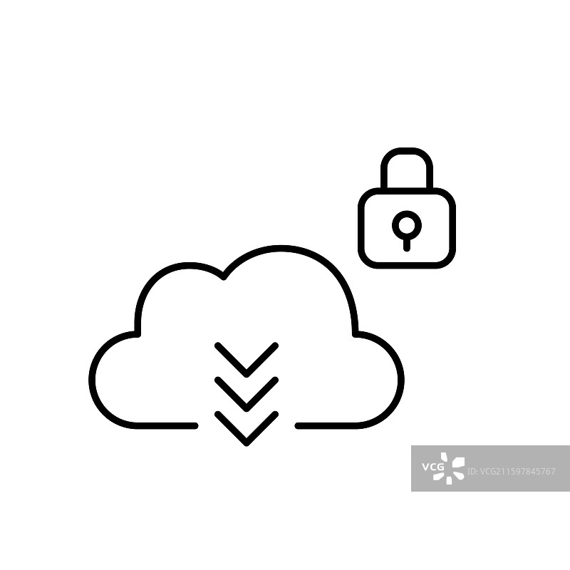 带有向下箭头和锁的云图片素材