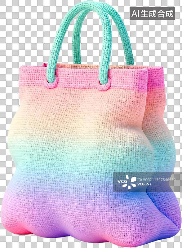 【AI数字艺术】购物篮购物袋促销活动3D卡通膨胀毛衣质感免抠元素图片素材