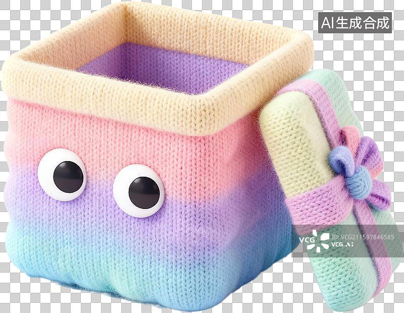 【AI数字艺术】购物篮购物袋促销活动3D卡通膨胀毛衣质感免抠元素图片素材