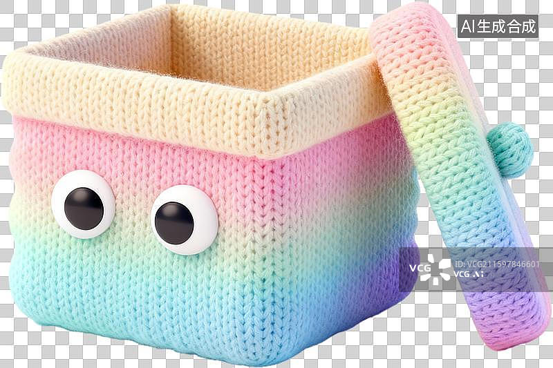 【AI数字艺术】购物篮购物袋促销活动3D卡通膨胀毛衣质感免抠元素图片素材