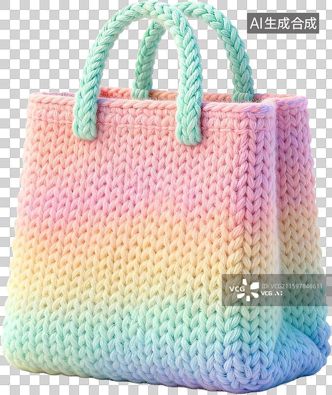 【AI数字艺术】购物篮购物袋促销活动3D卡通膨胀毛衣质感免抠元素图片素材