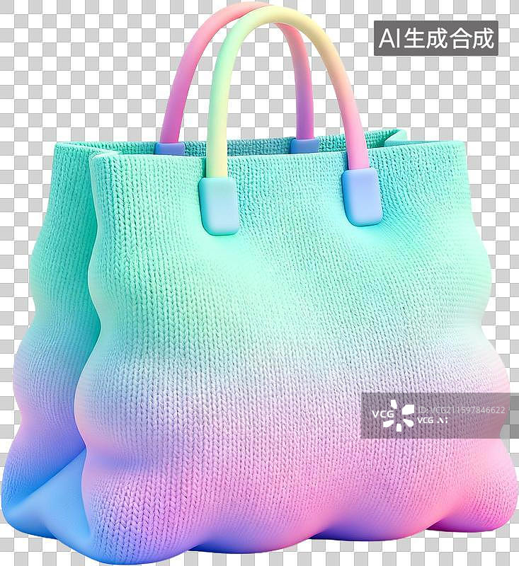 【AI数字艺术】购物篮购物袋促销活动3D卡通膨胀毛衣质感免抠元素图片素材