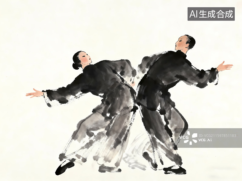 【AI数字艺术】双人舞蹈二人转图片素材