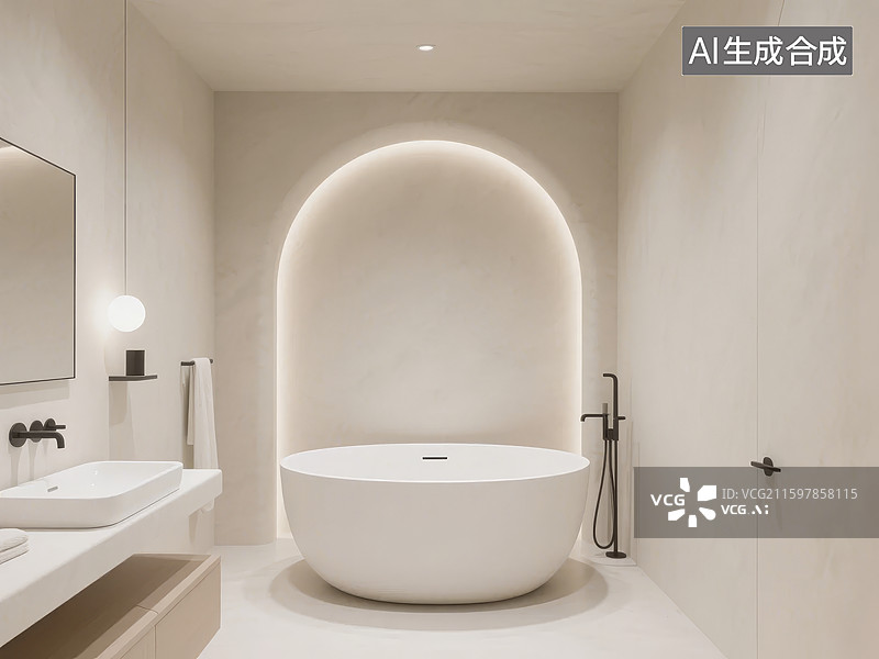 【AI数字艺术】现代简约风格浴室图片素材