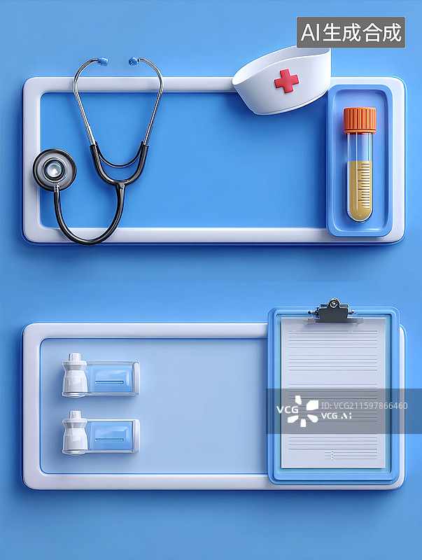 【AI数字艺术】医疗用品与空白剪贴板图片素材