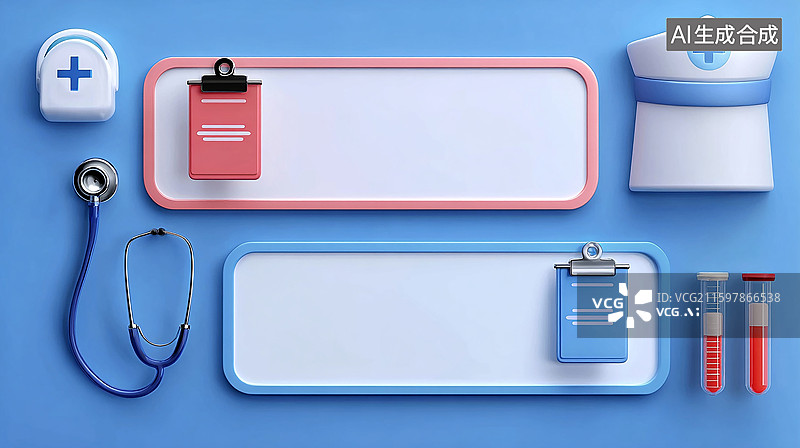 【AI数字艺术】医疗用品与空白剪贴板图片素材