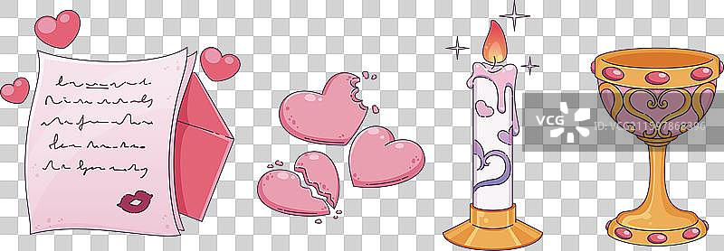 浪漫游戏UI素材和情人节元素图片素材