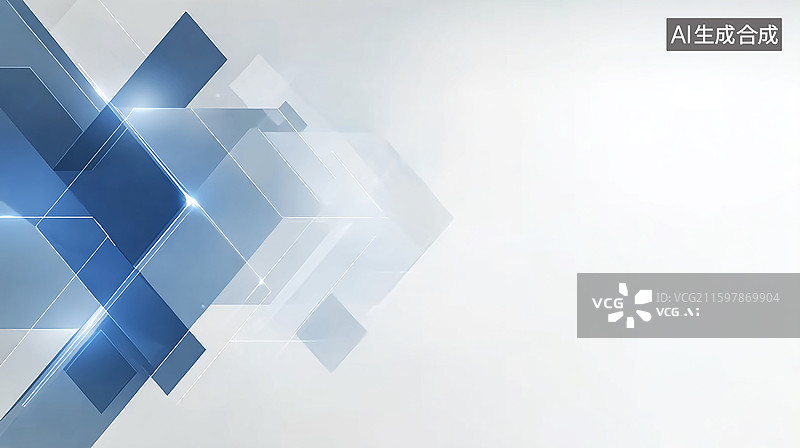 【AI数字艺术】蓝色几何科技背景图片素材