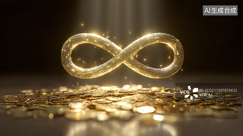 【AI数字艺术】在钱币上的无限符号图片素材