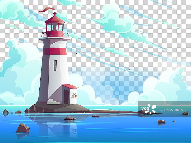 海上灯塔与航海图片素材