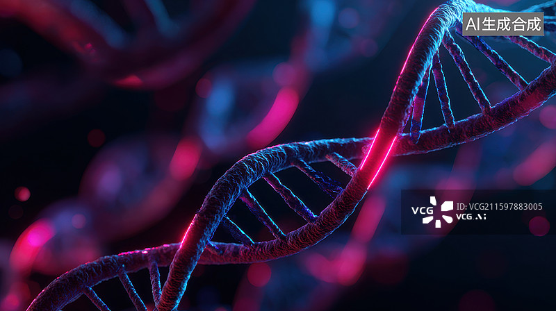 【AI数字艺术】DNA双螺旋结构的特写图片素材