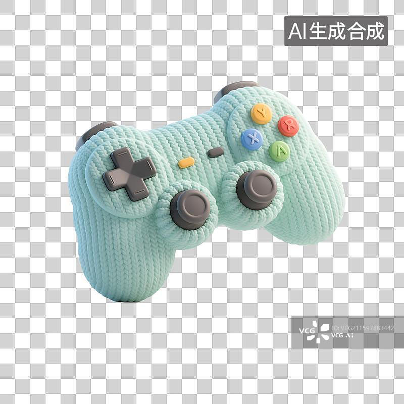 【AI数字艺术】毛线针织毛毡质感的3D卡通萌系商务图标插画元素图片素材