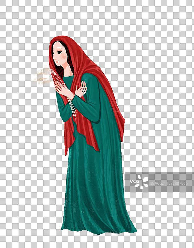 人物插画 中东文化 双手交叉胸前的女人图片素材