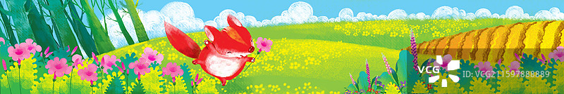 插画 儿童插画 拿着花的红狐图片素材