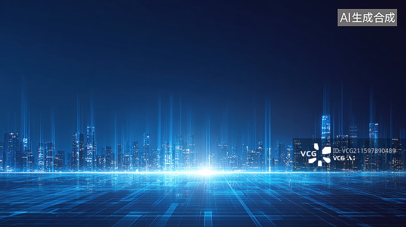 【AI数字艺术】未来城市夜景科技光效图片素材