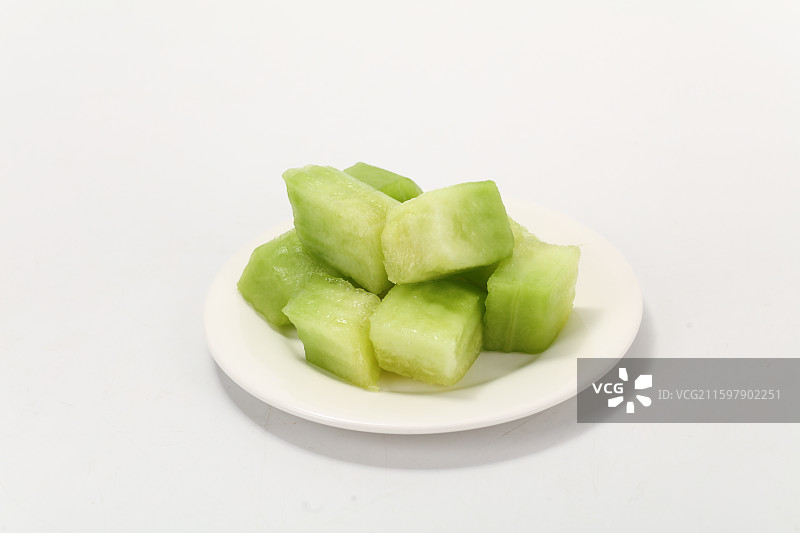 一盘网纹蜜瓜切块图片素材