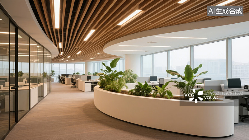【AI数字艺术】现代办公空间室内设计图片素材