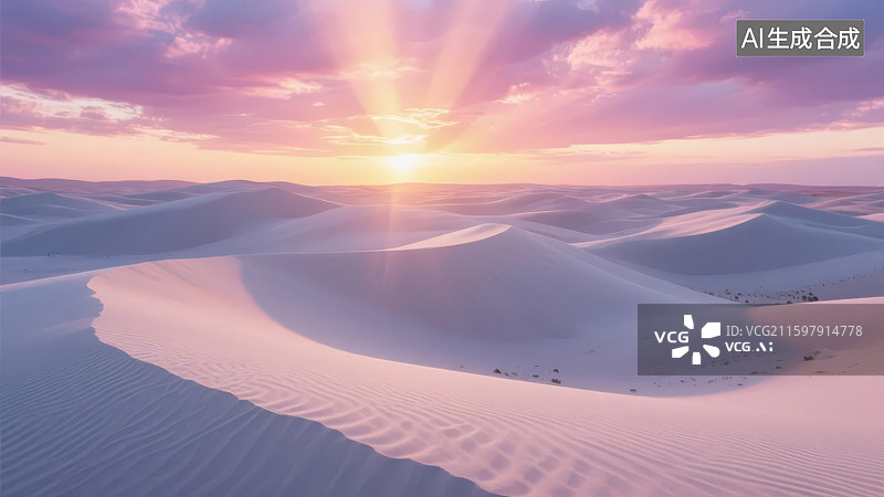 【AI数字艺术】沙漠日出沙丘美景图片素材