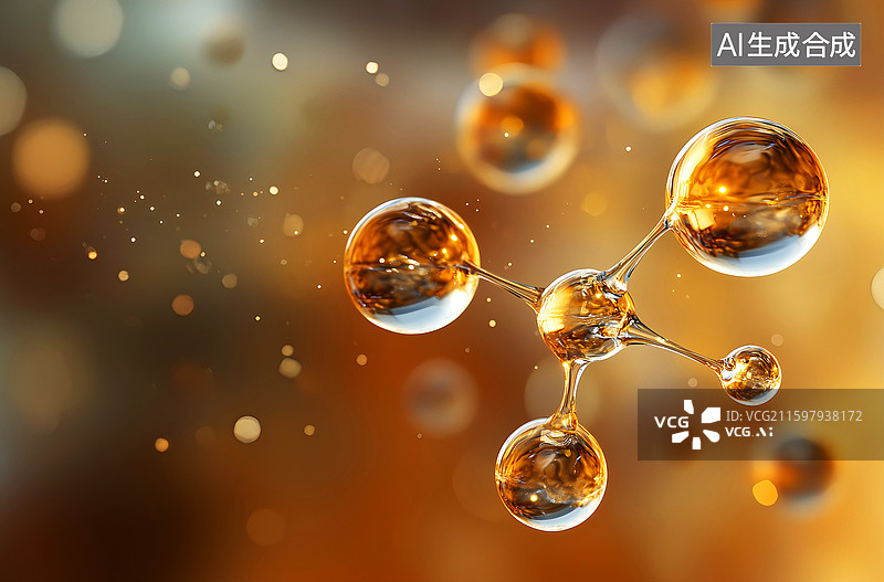 【AI数字艺术】分子结构，化学，科技，透明，泡泡图片素材