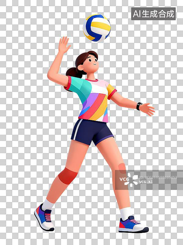 【AI数字艺术】排球运动员准备击球图片素材