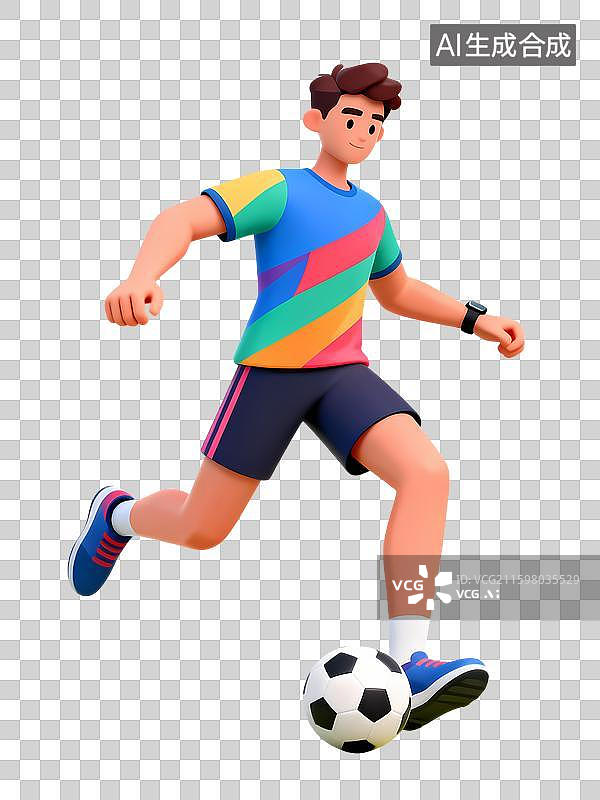 【AI数字艺术】卡通人物踢足球图片素材